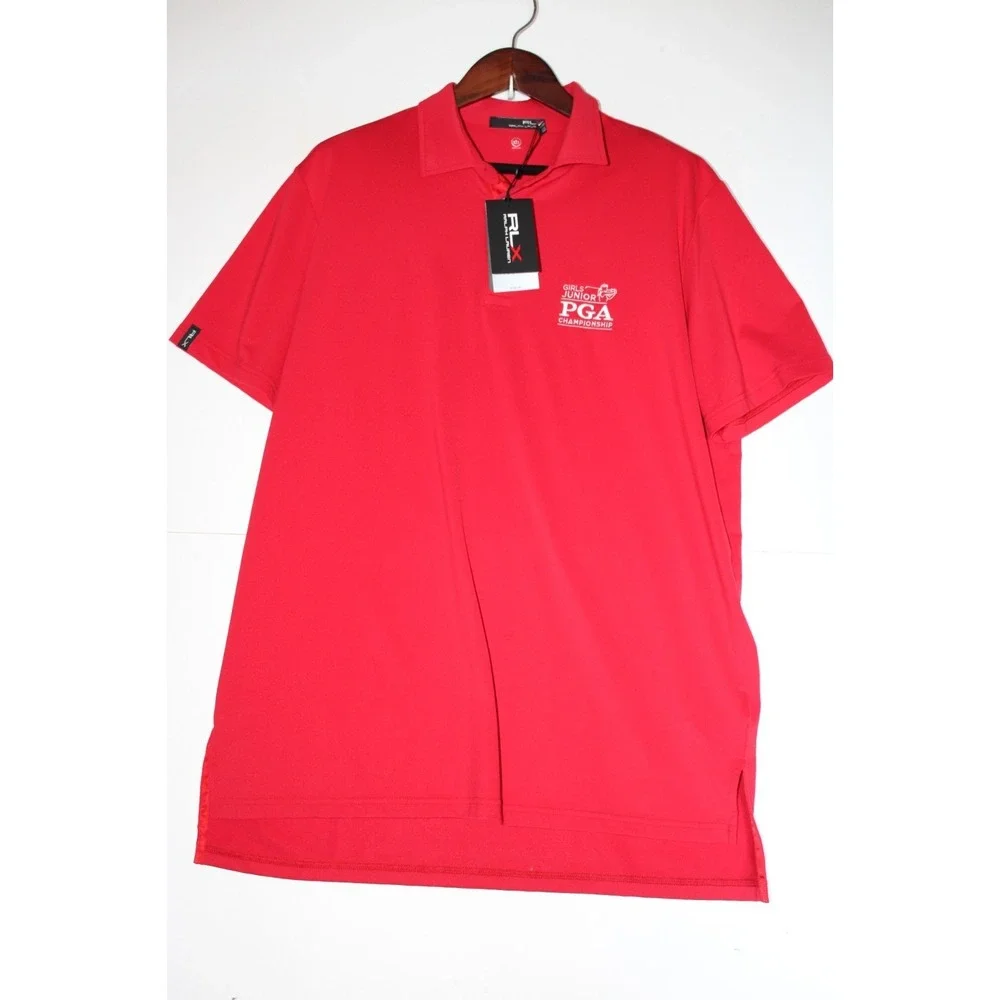 Ralph Lauren RLX RED Golf Polo Embroidered Girls PGA Logo Mens Size Large